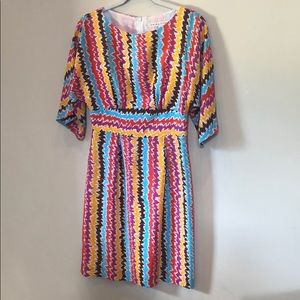 Trina Turk Long Sleeve Multicolored Dress